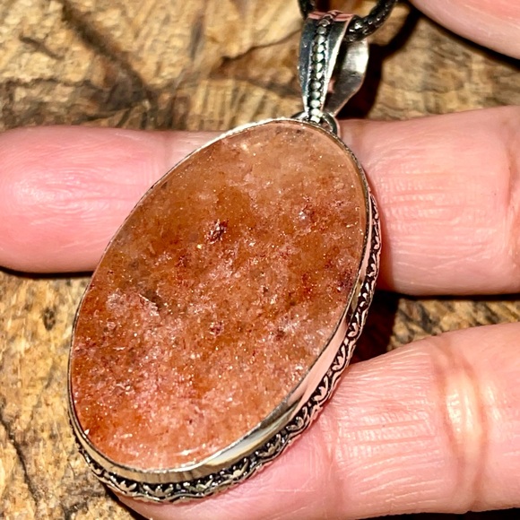 Translucent Red Aventurine Quartz Pendant 2 1/4” - Picture 3 of 12